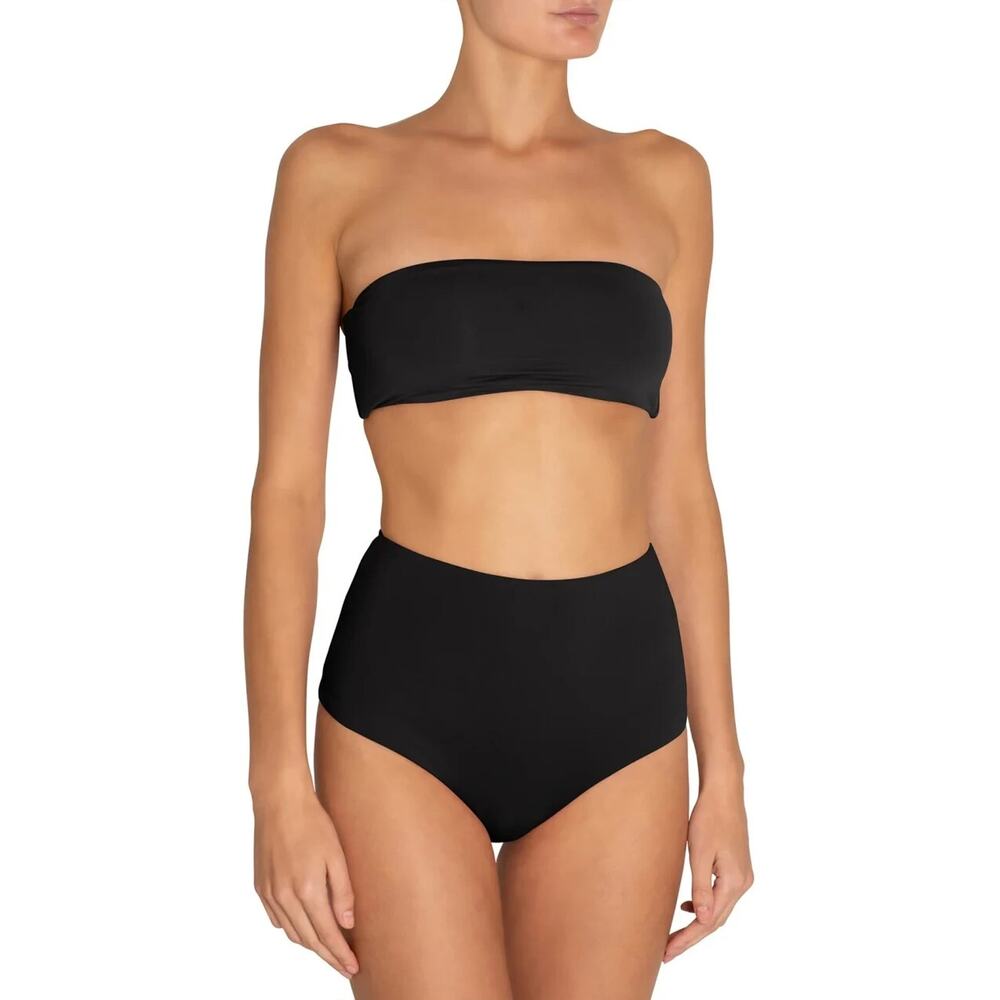 Eberjey Womens So Solid Pullover Bandeau-Style Bikini Top Summer Black Sz XS NWT